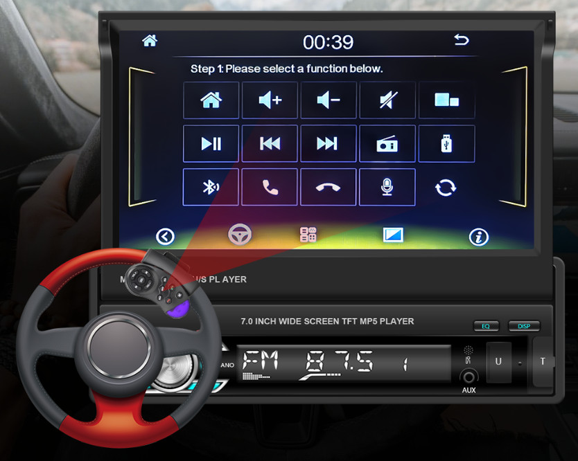 Autorádio univerzálne 7" výsuvný dotykový displej CarPlay